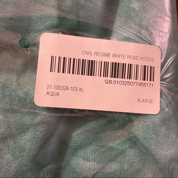 Civil Regime aqua marble white roses hoodie - Picture 8 of 8
